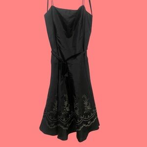 Elegant Black Spaghetti Strap A-line Cocktail Dress with Sparkly Embellishment